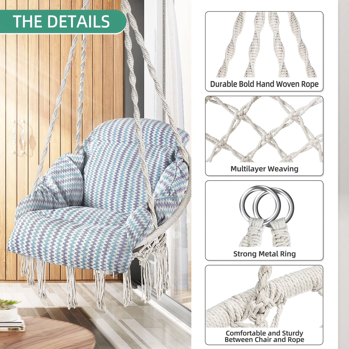 Hanging Hammock Swing Chair with Cushion B2082