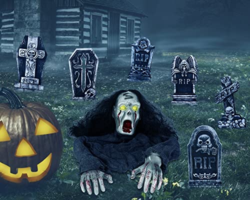 Halloween Outdoor Graveyard Decoration with 6 Tombstones O2352