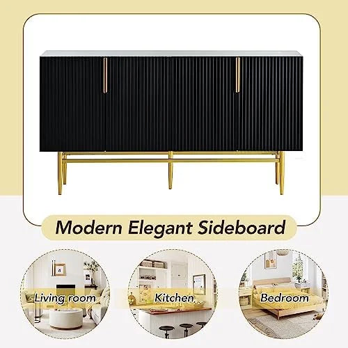 Gray Sideboard Cabinet with Rattan Door U9539