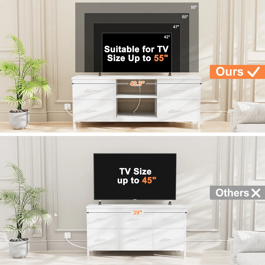White 4 Drawer Dresser TV Stand A924