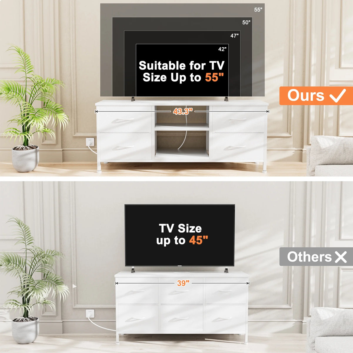 White 4 Drawer Dresser TV Stand A924