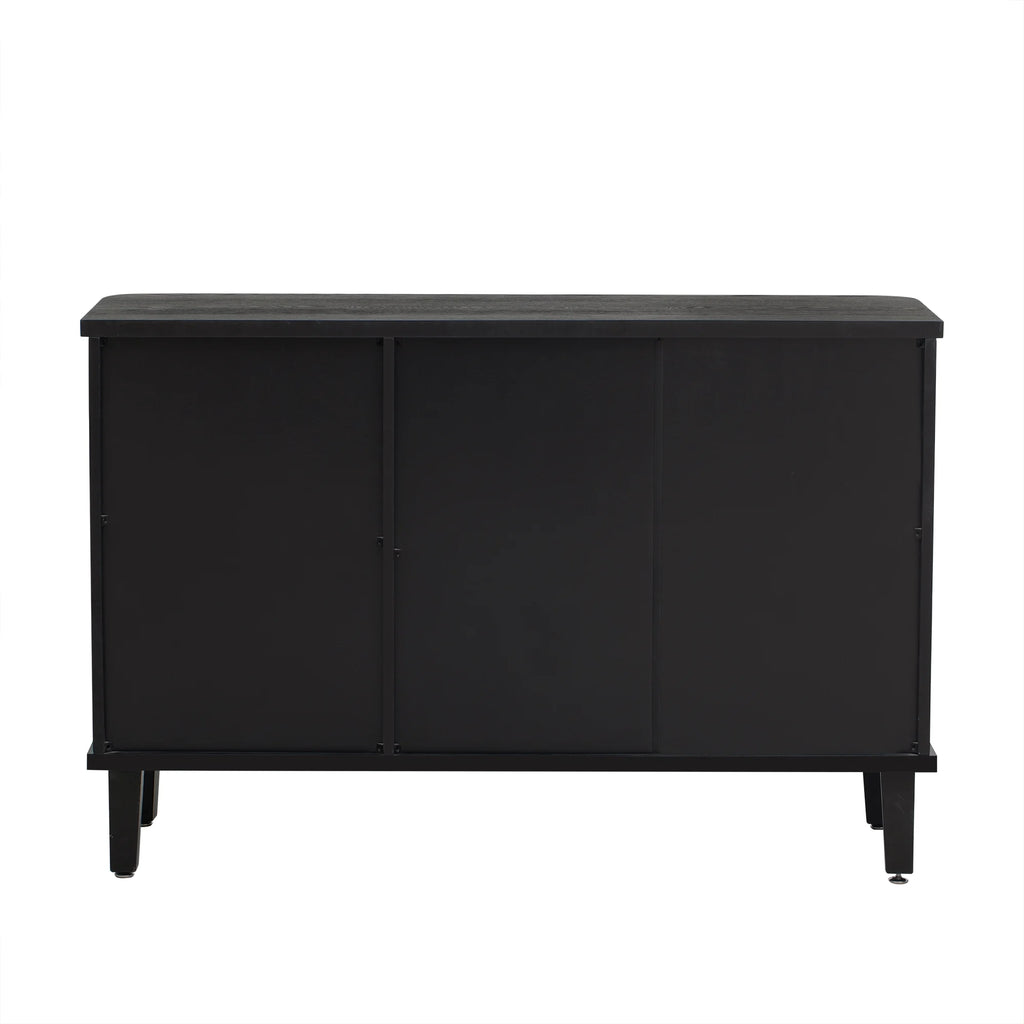 Black Solid Wood Veneer Storage Cabinet with Three Doors B5646