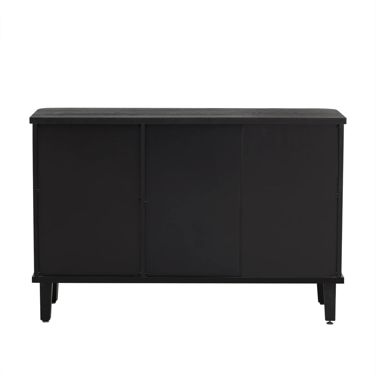 Black Solid Wood Veneer Storage Cabinet with Three Doors B5646