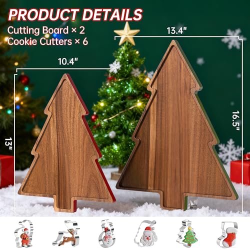 Wooden Cutting Boards 2 Pack Christmas Tree Platters I365