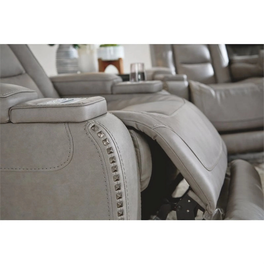Gray Leather Power Reclining Sofa N766543