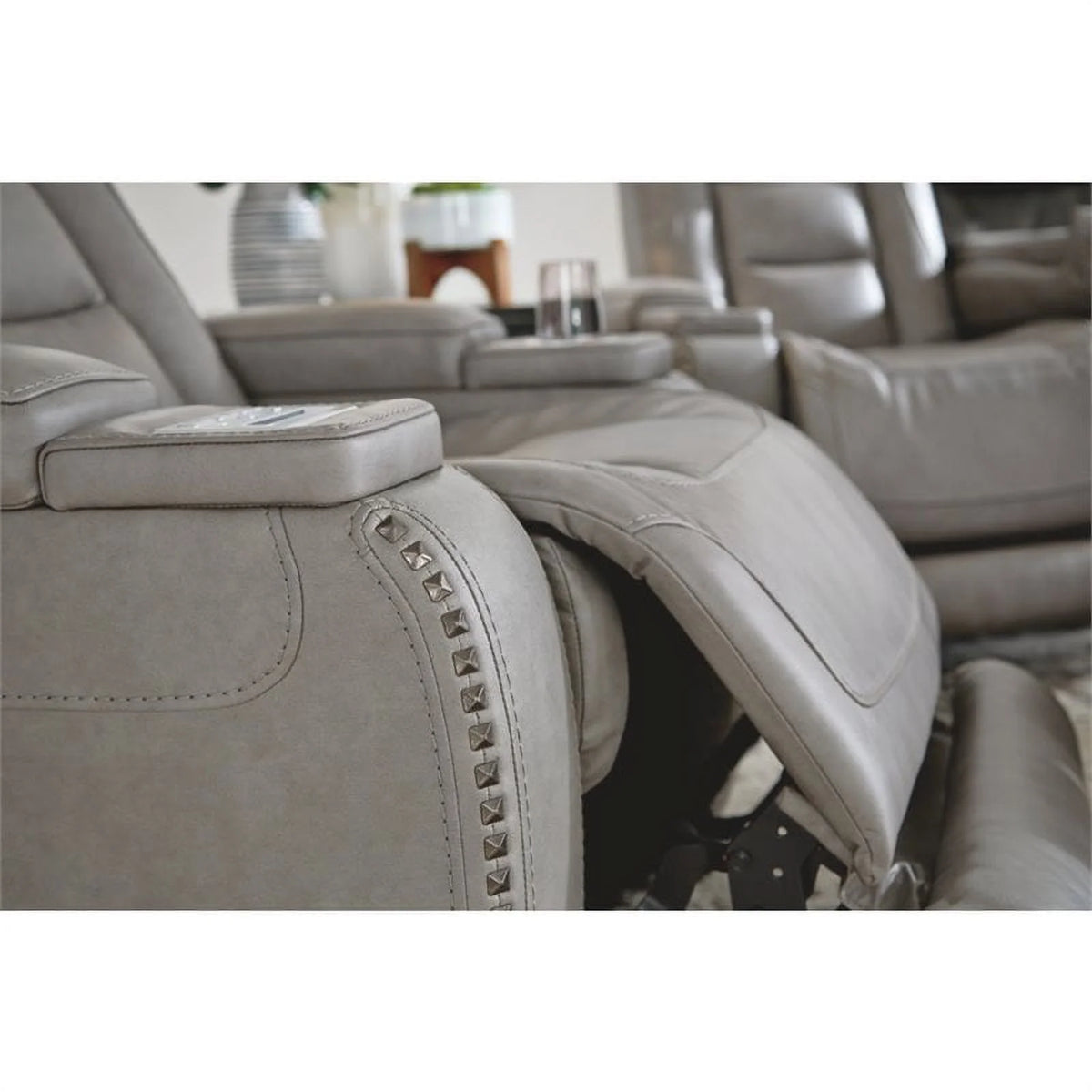 Gray Leather Power Reclining Sofa N766543