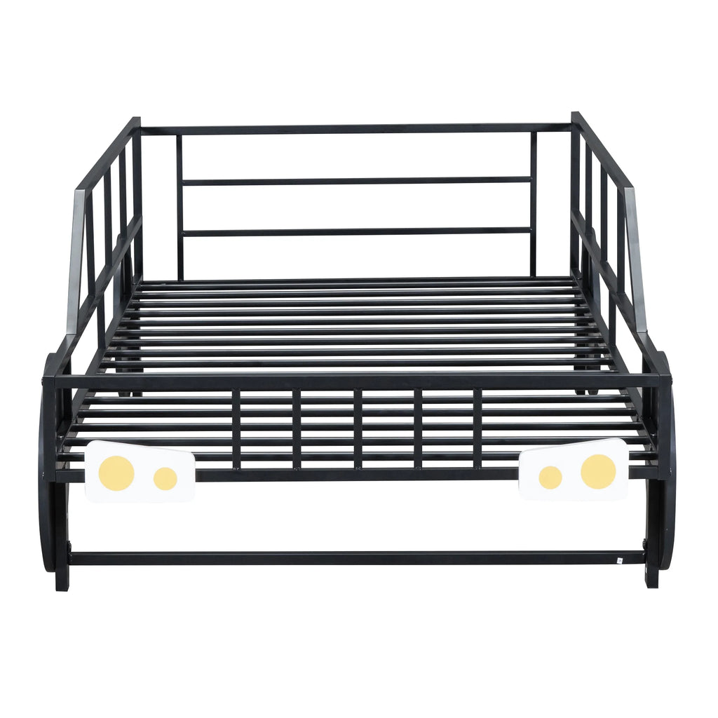 Twin Size Metal Bed Frame with Headboard and Guardrail B34078