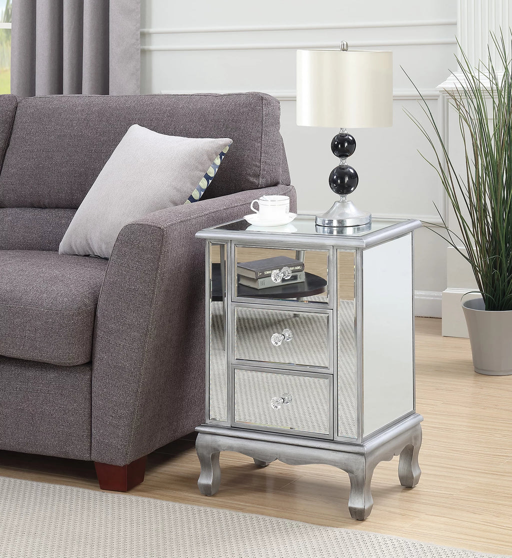 3-Drawer Mirrored End Table G10297