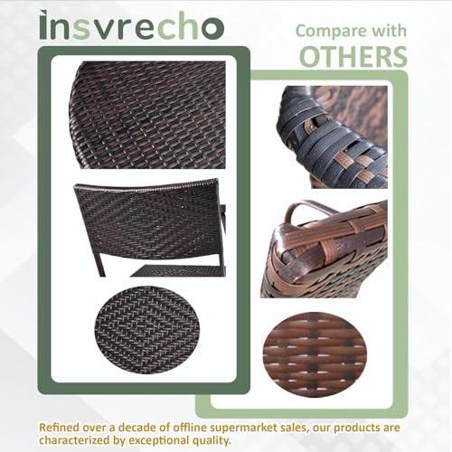 3 Pieces PE Wicker Rattan Folding Bistro Set V448383