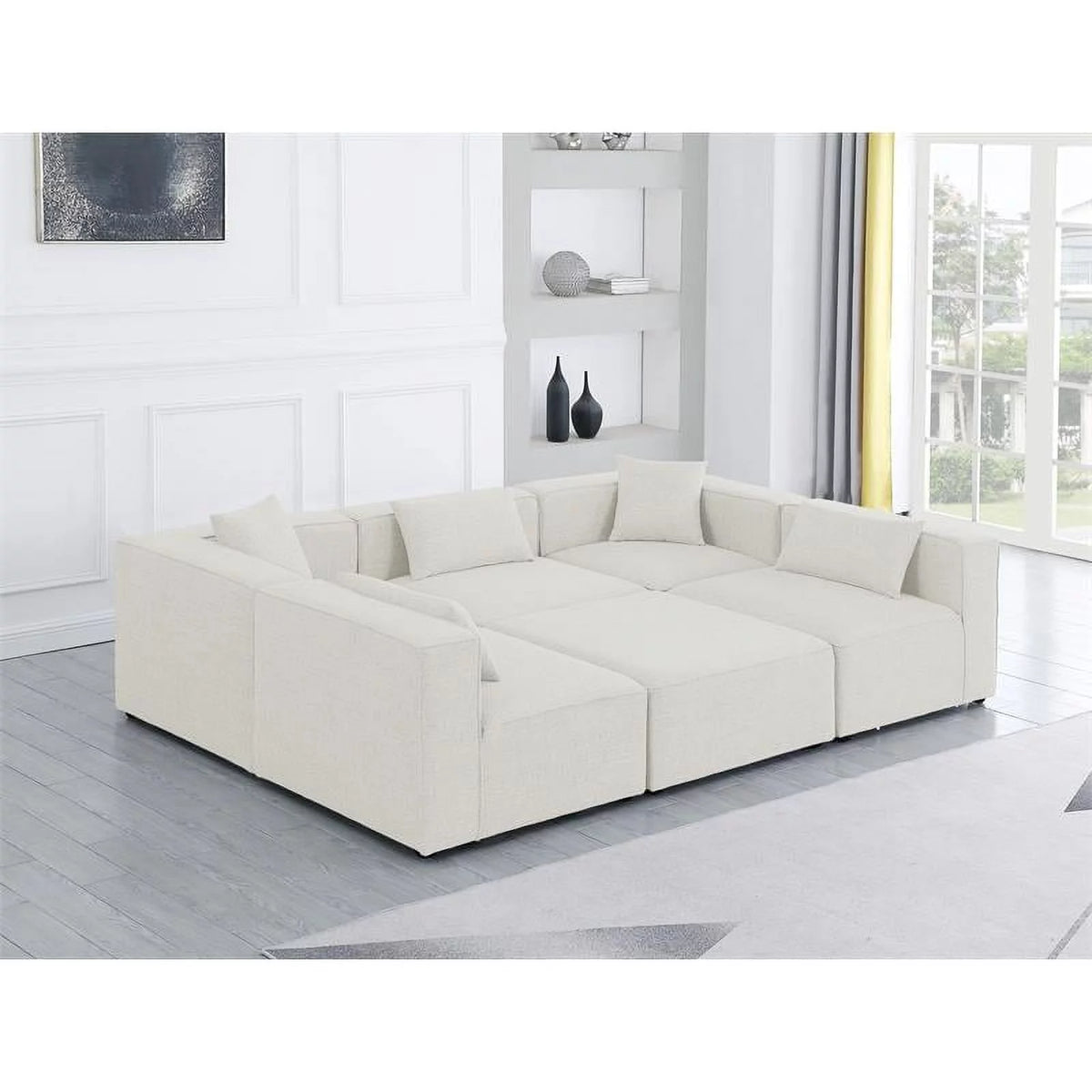 Cream Linen Modular Sectional E819969