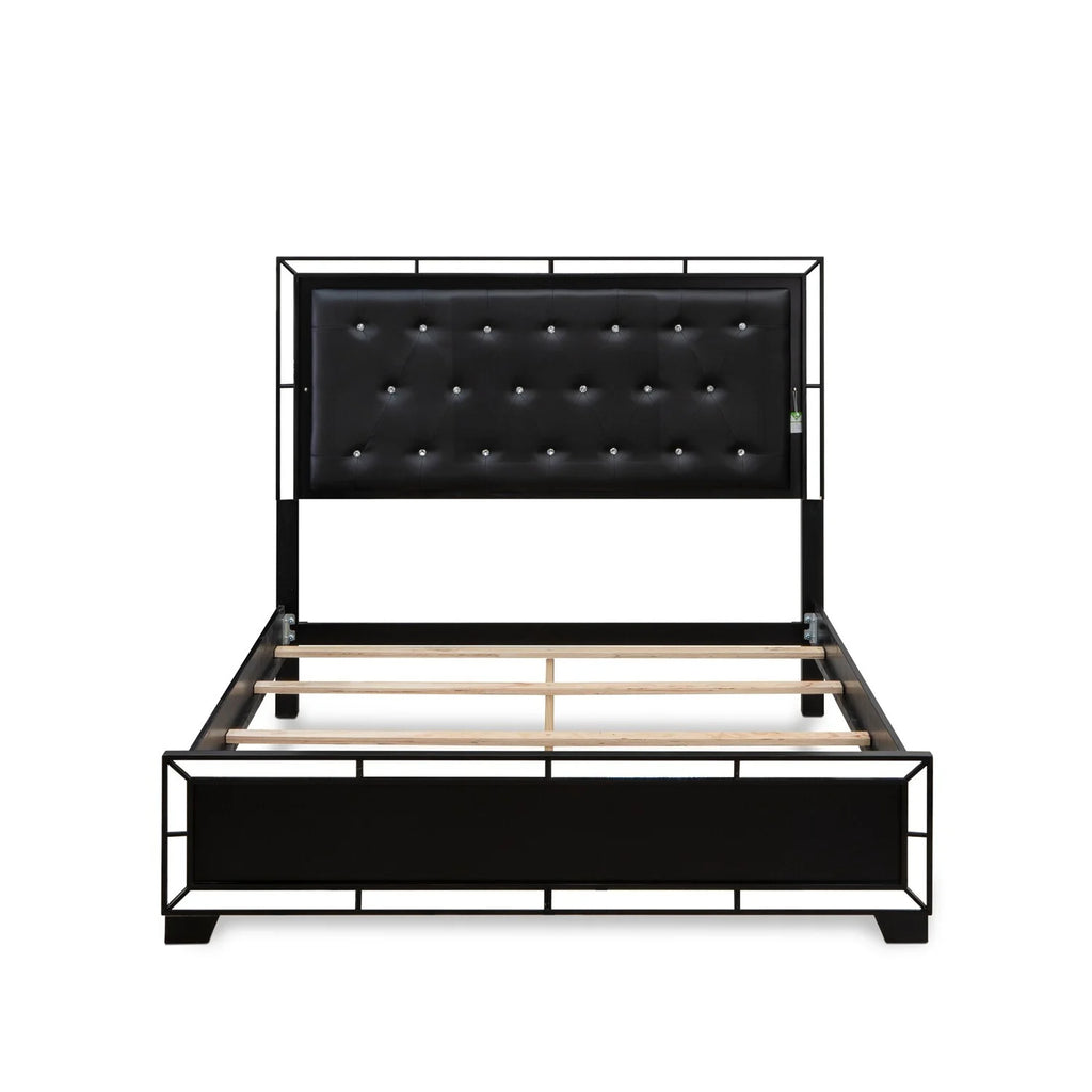 3Pc Bedroom Set with Tufted Bedframe and 2 Nightstands G60784