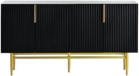 Gray Sideboard Cabinet with Rattan Door U9539