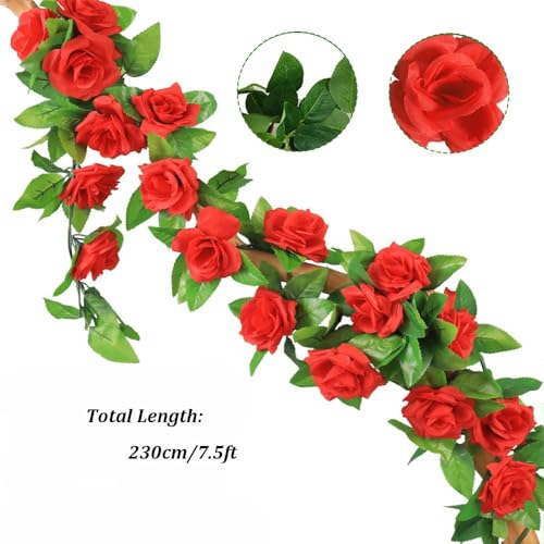 White 10PCS Artificial Rose Garland 7.5Ft U340
