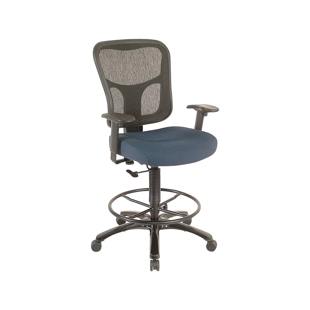 Navy Mesh Back Fabric Drafting Stool D66364