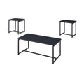 3 Piece Carbon Fiber Wrap Coffee Table and End Table Set Black W442