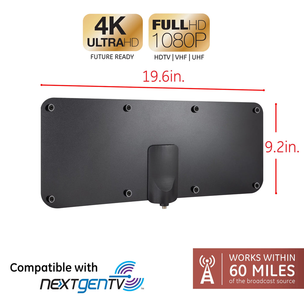 Outdoor HDTV Antenna, 60-mile Range, VHF UHF 1080P 4K, Black J849346