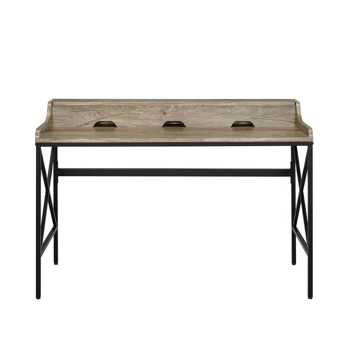 Gray Wood and Black Metal Desk with USB Port S84113