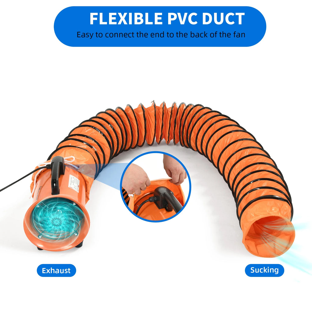 8" Utility Blower Extractor Fan with 16ft Duct Hose D7329