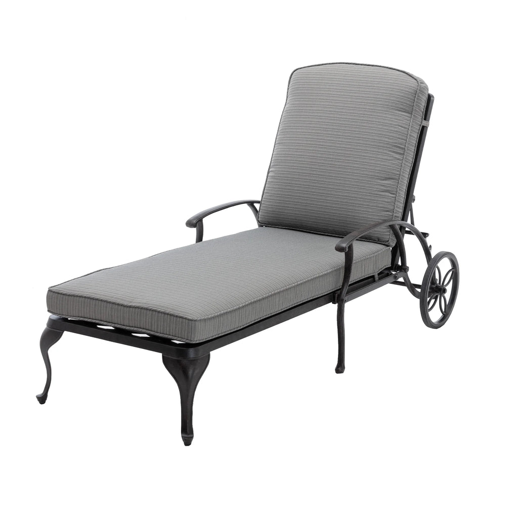 Outdoor Chaise Lounge Chair Cast Aluminum with Wheels and Adjustable Reclining R763472