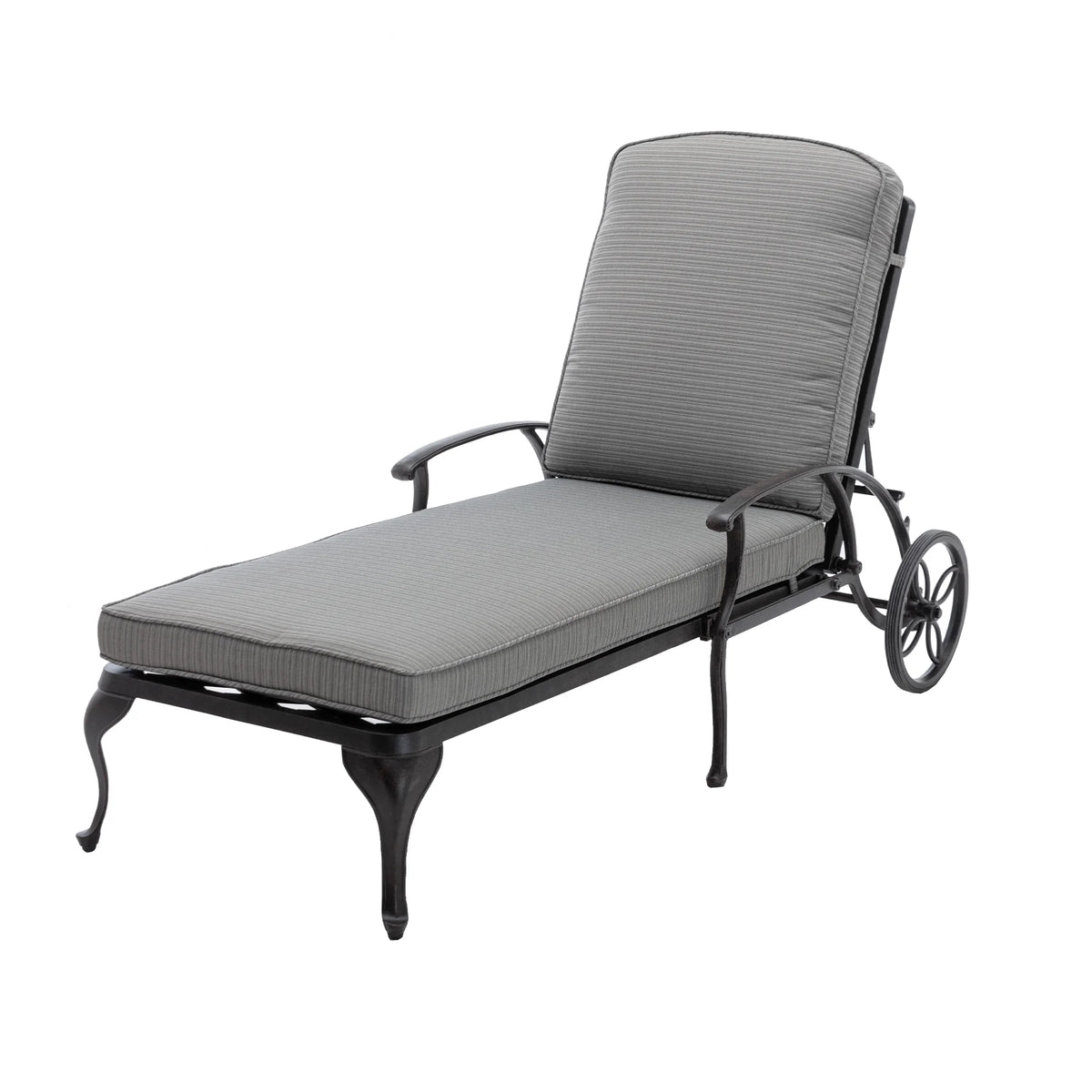 Outdoor Chaise Lounge Chair Cast Aluminum with Wheels and Adjustable Reclining R763472
