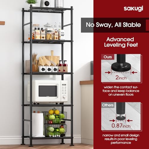 5 Tier Heavy Duty Metal Storage Shelves, Black M12457
