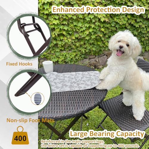 3 Pieces PE Wicker Rattan Folding Bistro Set V448383