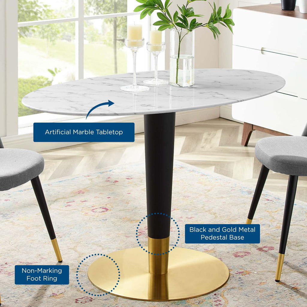 Oval Artificial Marble Metal Steel Dining Table M225886