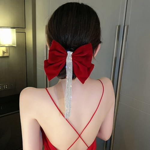 Velvet Rhinestone Bow Claw Hair Clips 2 Pack K6157