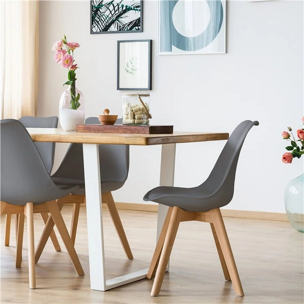 Dark Gray Upholstered Dining Chairs Set of 4 Y989