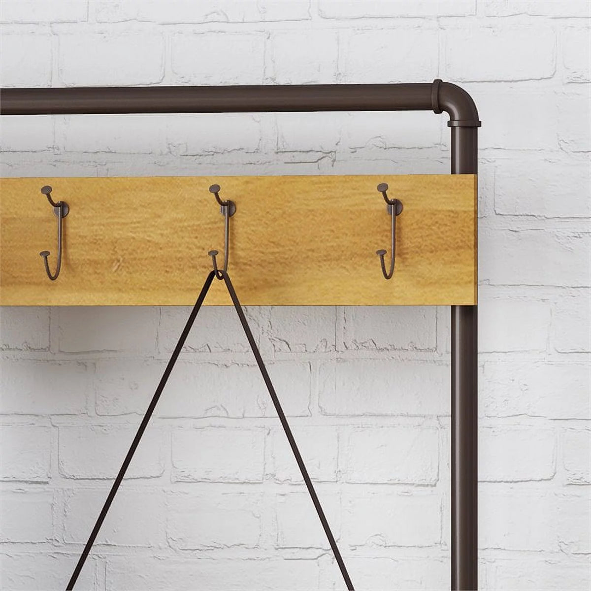 Acacia Wood Bench with Shelf and Coat Hook C39513