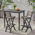 3-Pc Wood and Wicker Bar Height Set E456042