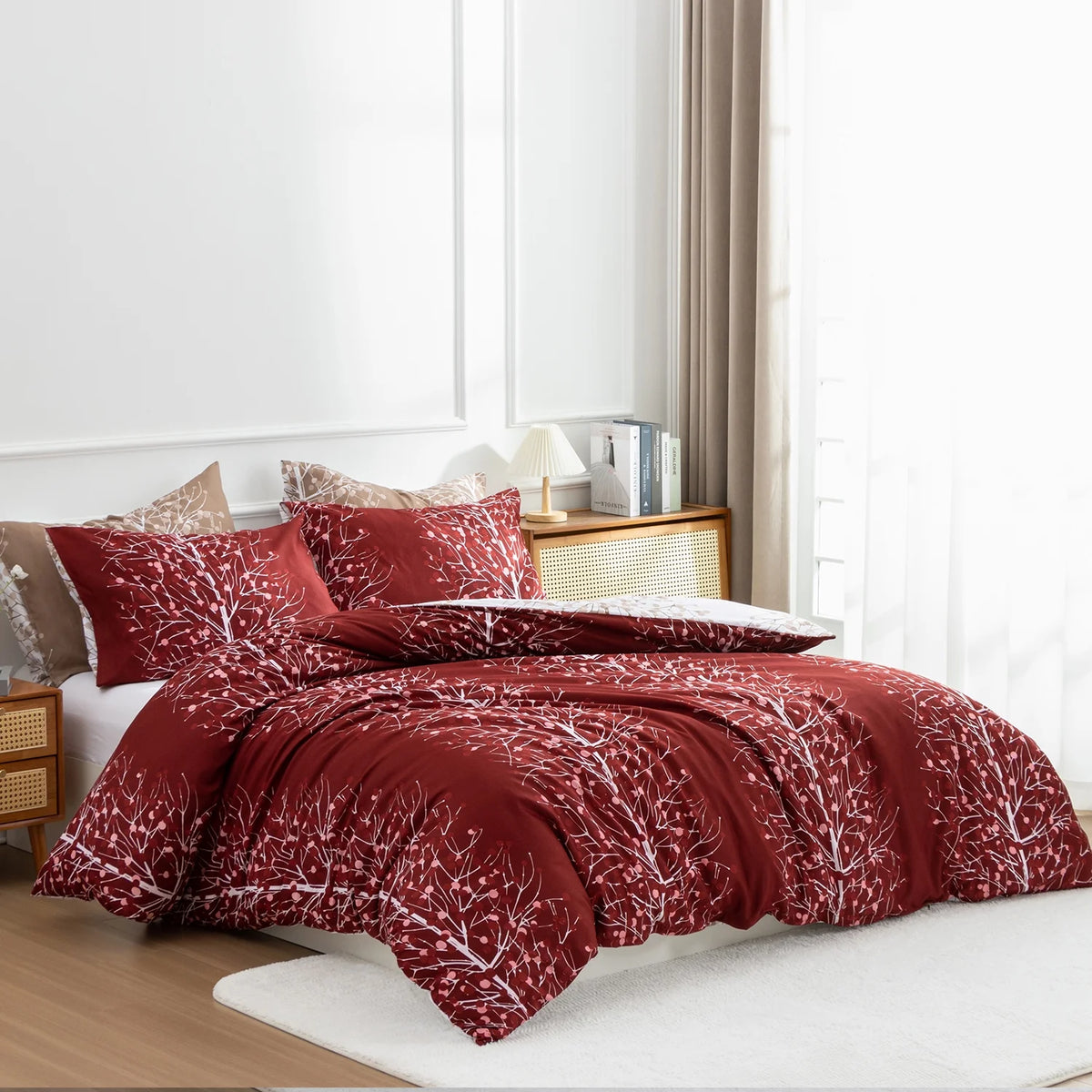 Terracotta Full Floral 3 Pcs Microfiber Comforter Set T664465