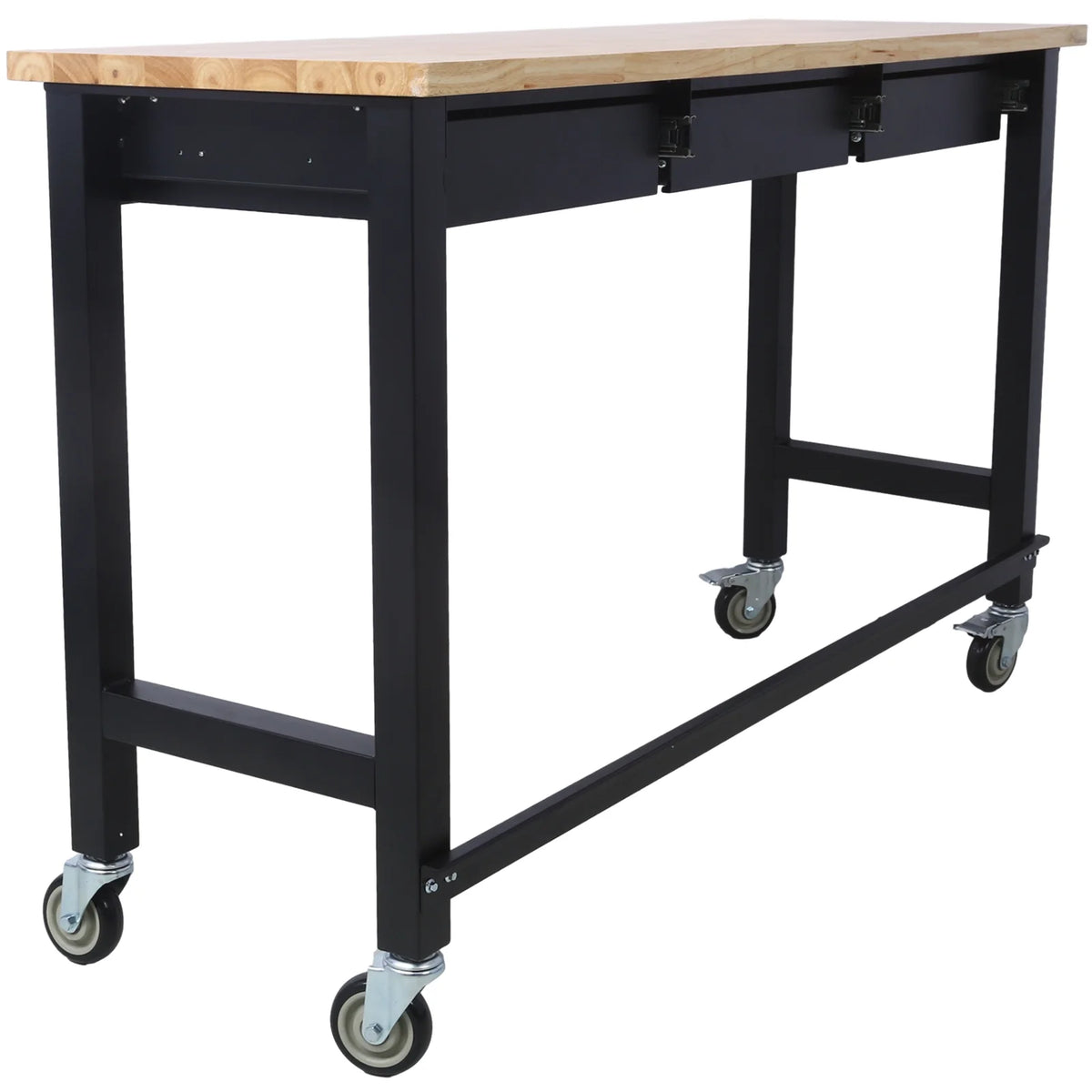 60in Adjustable Bamboo Wood Work Bench with Drawer Storage M45941