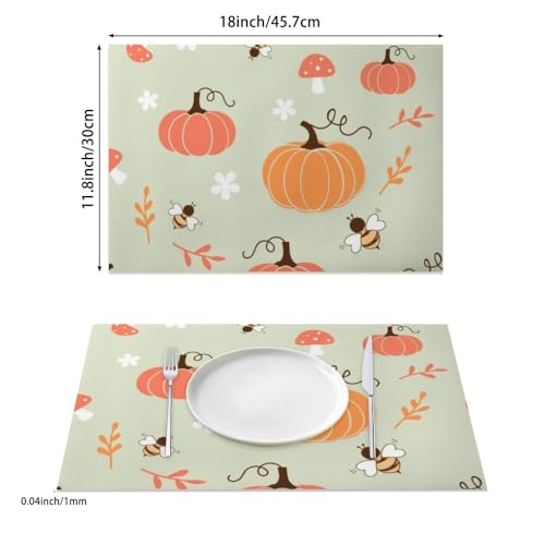 Faux Leather Pumpkin Bee 12 X 18 Inch Placemats Pack of 6 U87520