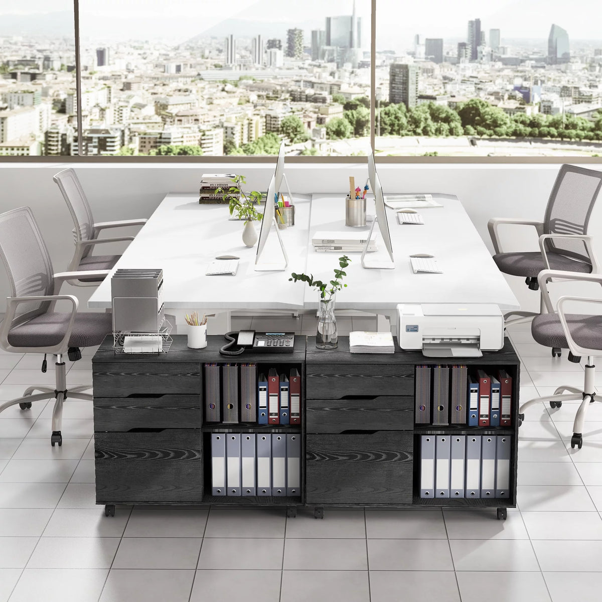 Black 3-Drawer Rolling File Cabinet with Lock A3970