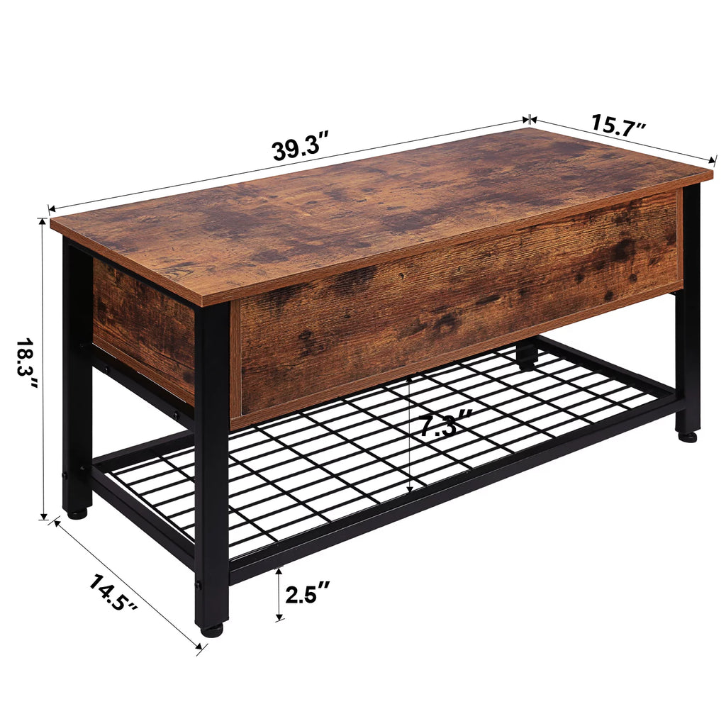 Lift Top Wood Storage Bench R2379