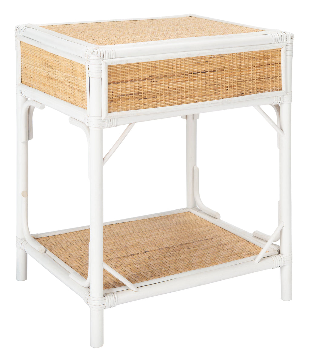 White 1 Drawer 1 Shelf Nightstand G872