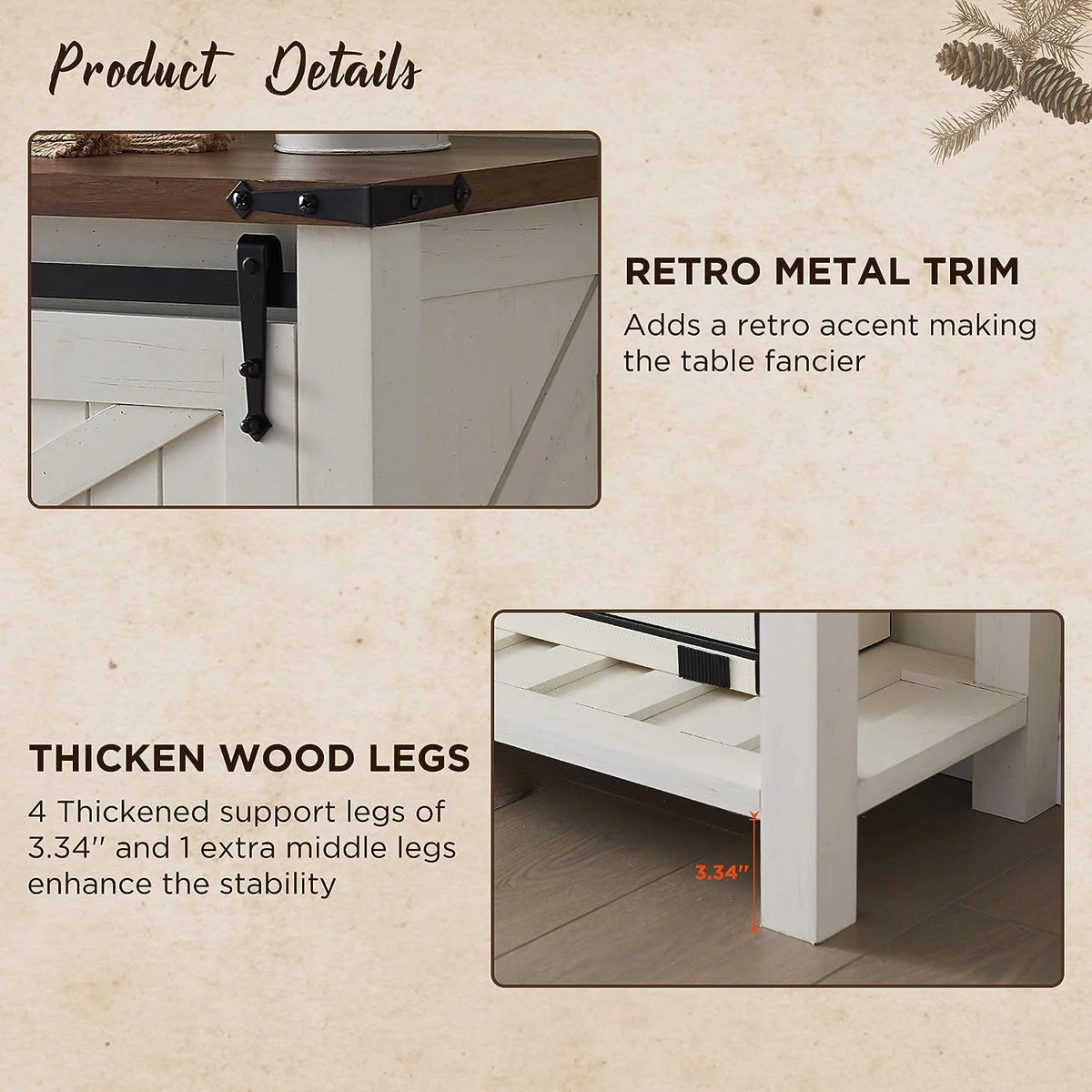 Antique White Wood Metal Entryway Table with Sliding Barn Doors Q80455