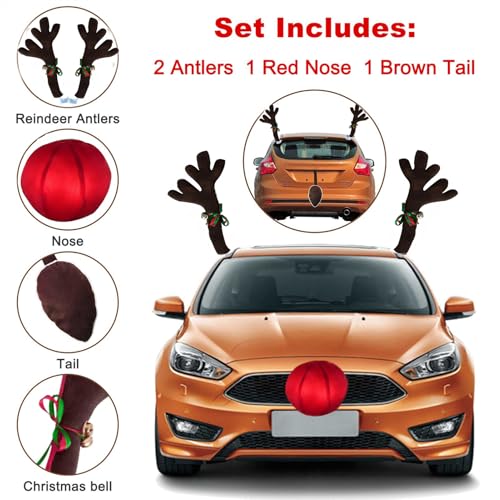 Christmas Car Reindeer Antlers Decoration Kit with Jingle Bells P21444