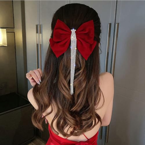 Velvet Rhinestone Bow Claw Hair Clips 2 Pack K6157