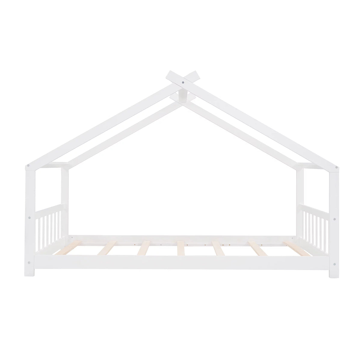 White Twin Size Wood House Bed with Headboard and Footboard Y649351