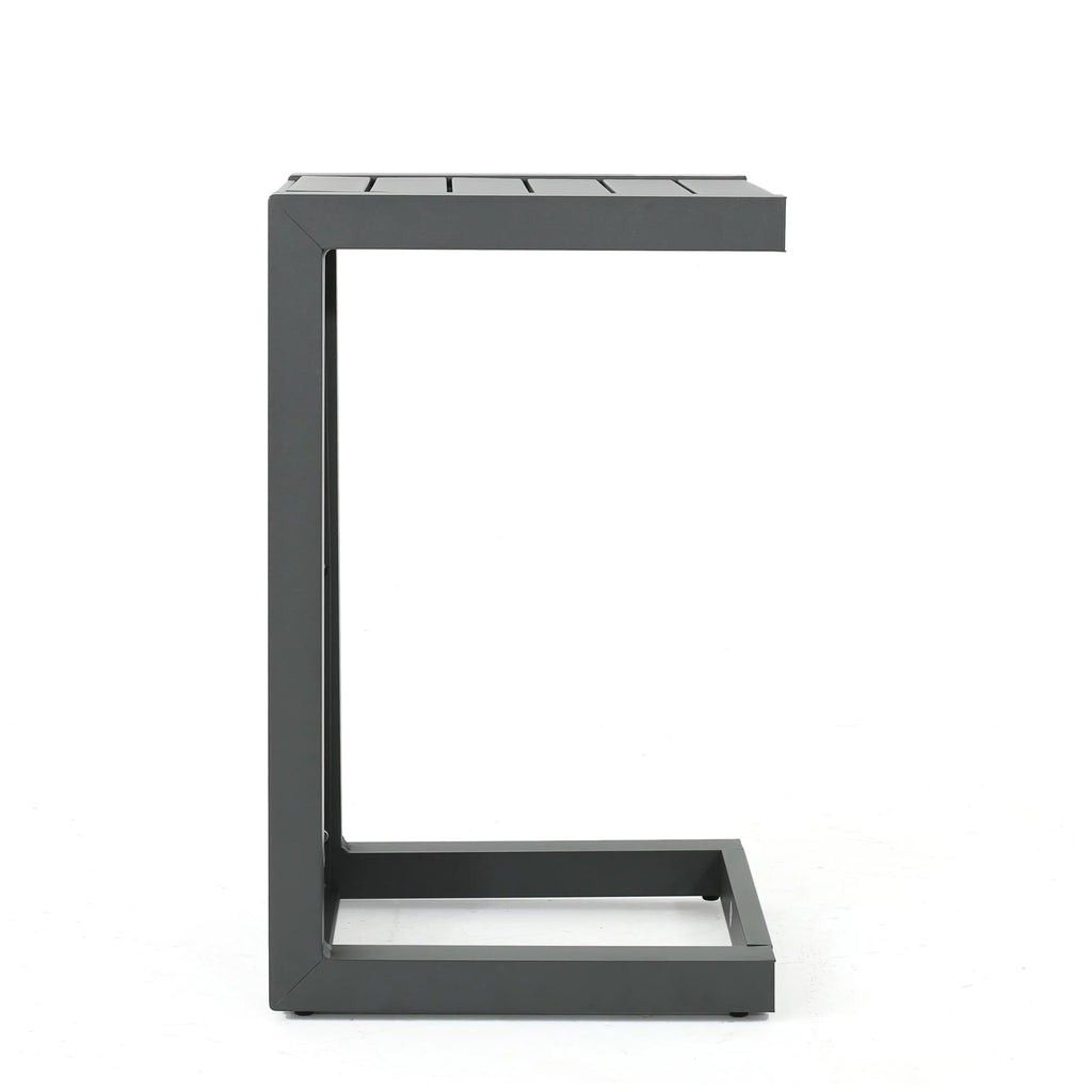 Gray Aluminum C-Shaped Side Table D458889