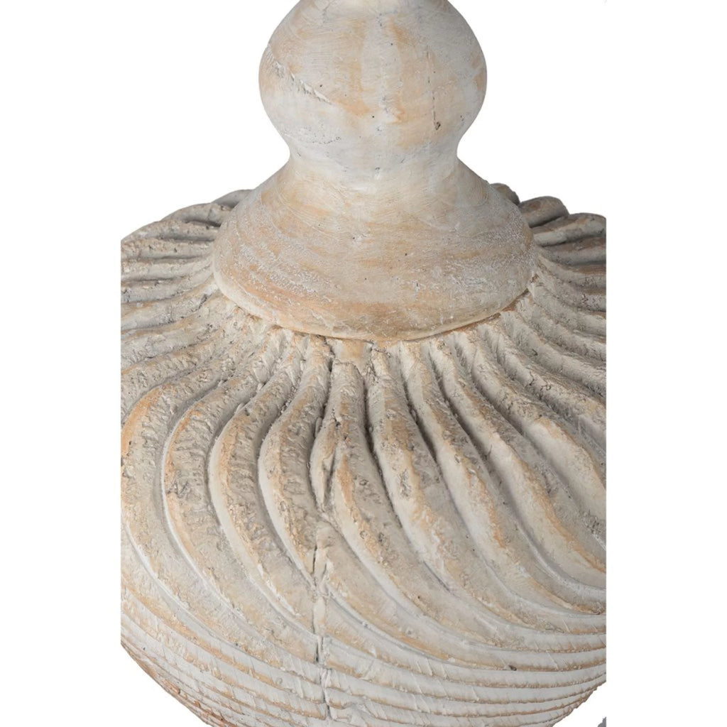 21" Beige Distressed Geometric Lidded Vase T91236