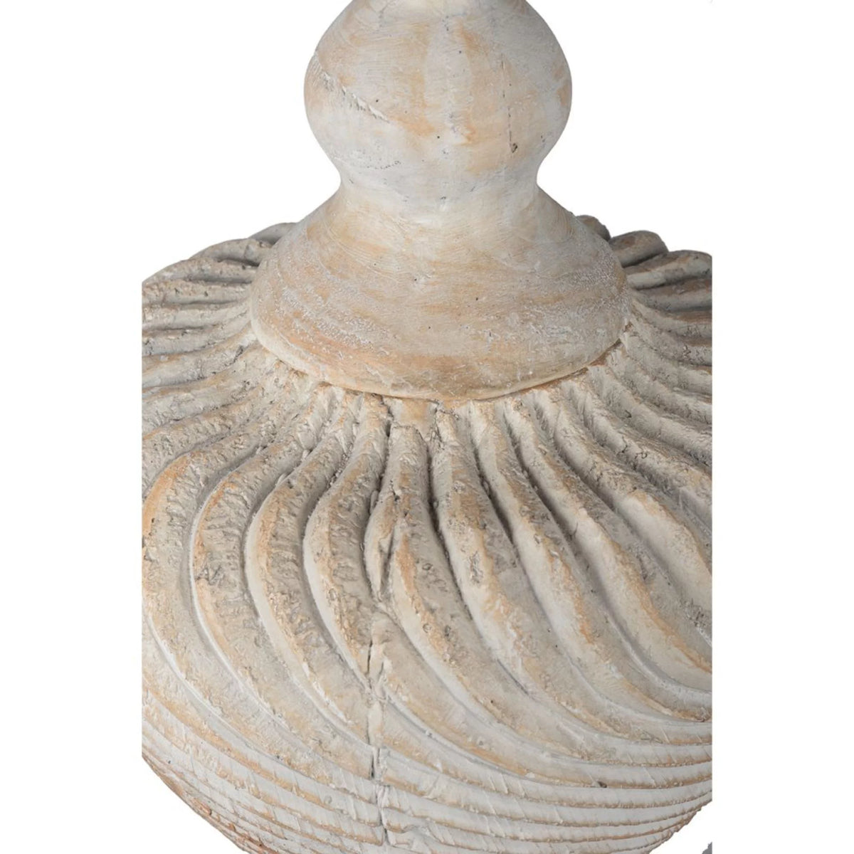 21" Beige Distressed Geometric Lidded Vase T91236
