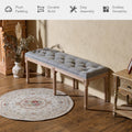 Gray Linen Upholstered Ottoman Bench W6510