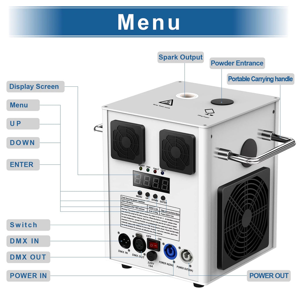 Cold Spark Machine 3-16FT Adjustable Stage Special Effect Machine with Wireless Remote Control DMX Low Noise Stage Equipment for Wedding DJ Disco Party 2pcs F921