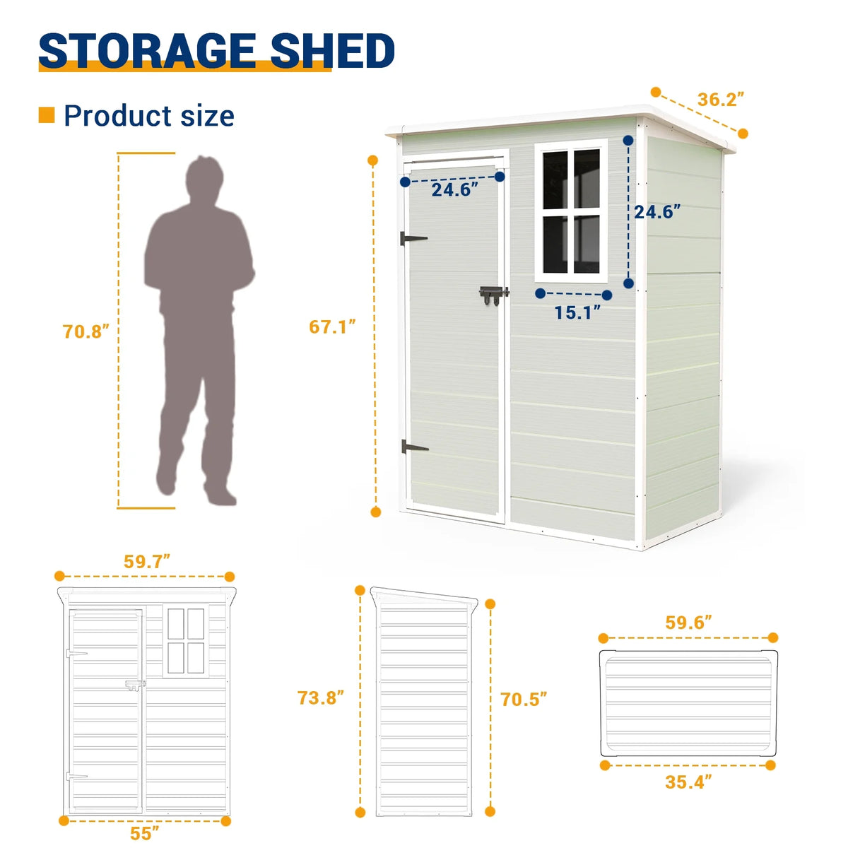 5x3 FT Resin Outdoor Storage Shed J93817