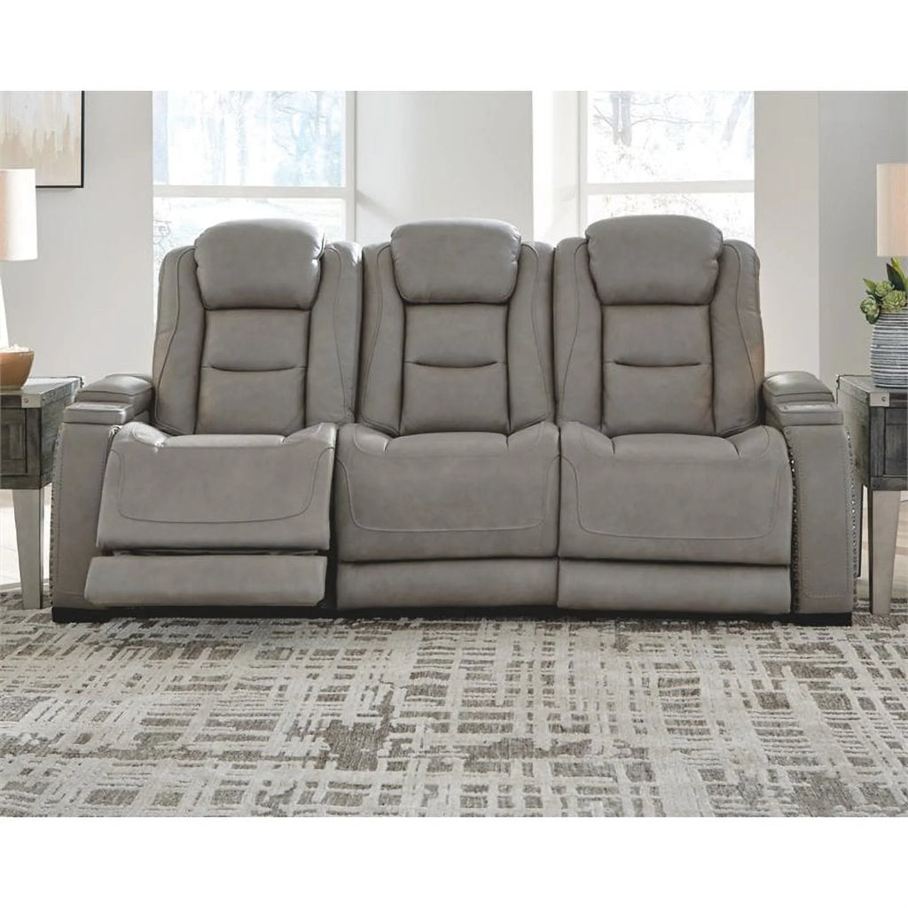 Gray Leather Power Reclining Sofa N766543