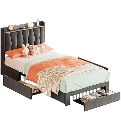 Beige Queen Upholstered Platform Bed Frame with 3 Drawers U903