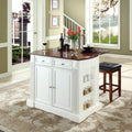 Drop Leaf Kitchen Island with Upholstered Square Seat Stools Y62615